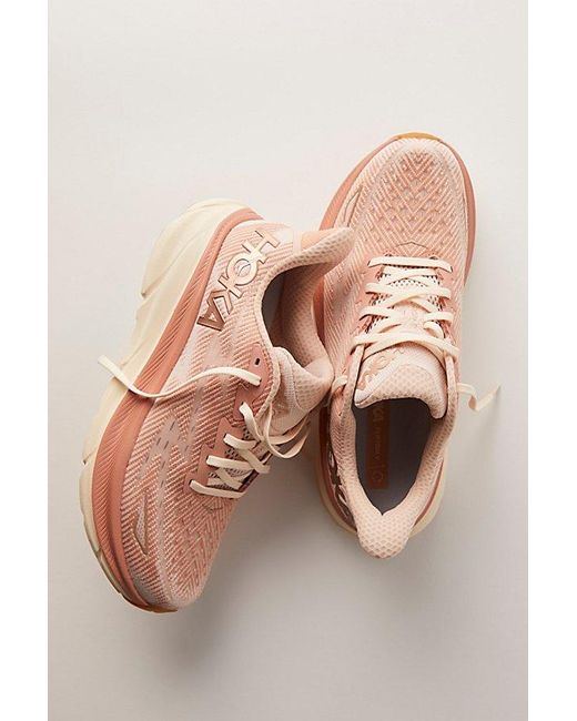 Hoka One One Pink Hoka Clifton 9 Sneakers