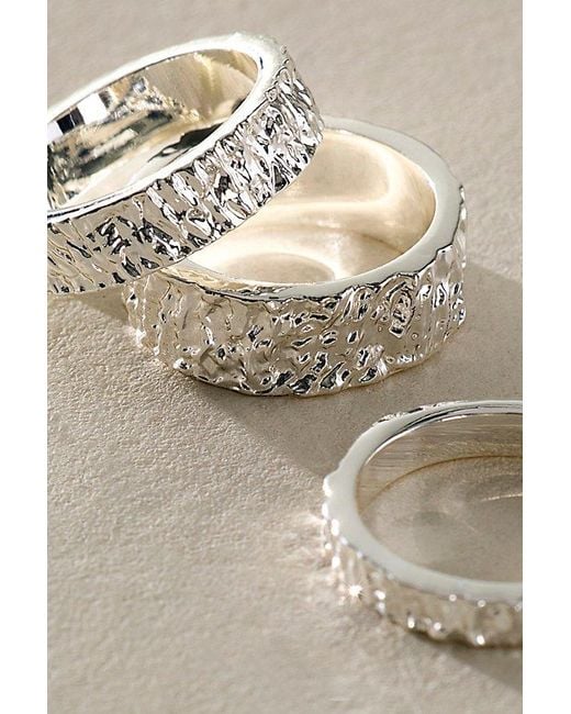 Free People Natural Lumen Wide Stack Plated Ring Set