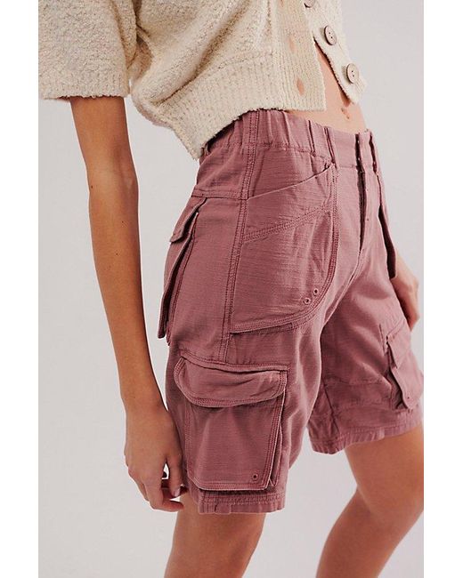 Free People Red Caymen Cargo Shorts