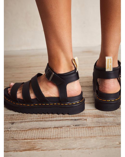 Free People Dr. Martens Vegan Blaire Flatform Sandals in Black | Lyst