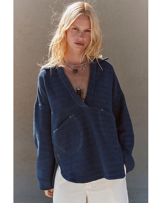 Free People Blue Brody Third Piece Pullover