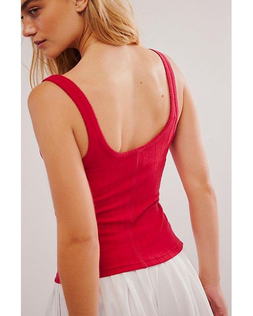 Free People Red End Game Pointelle Tank