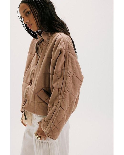Free People Blue Dolman Quilted Knit Jacket