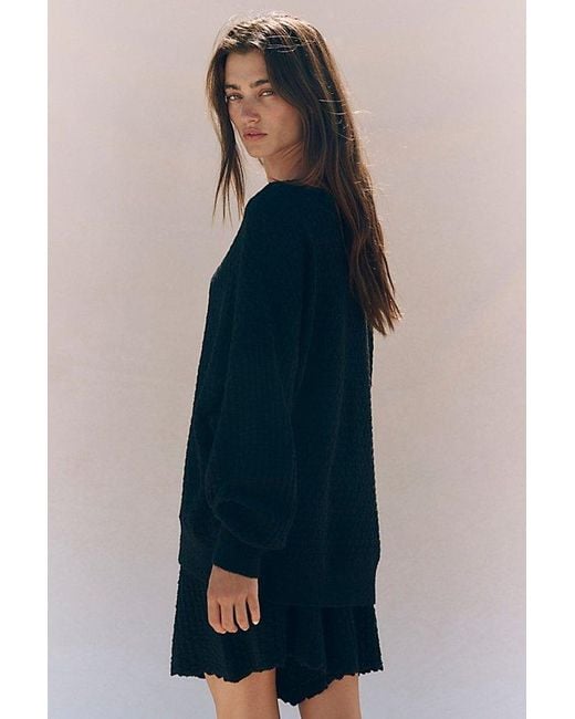 Free People Blue Rowan Sweater Short Set