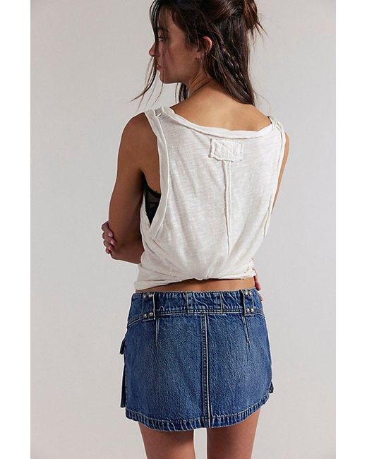 Free People Blue Hera Studded Denim Mini Skirt