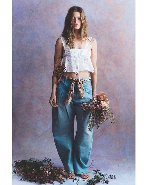Free People Blue Golden Hour Trouser Jeans