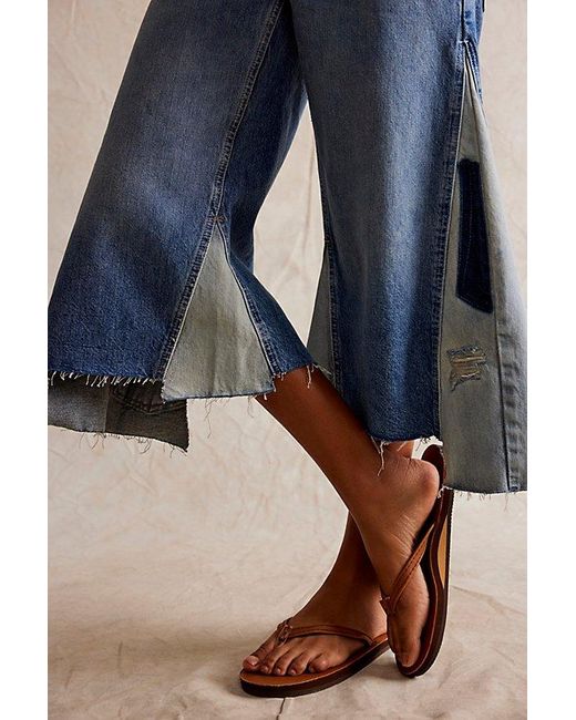 Free People Multicolor Ripple Wide-leg Pieced Cropped Jeans