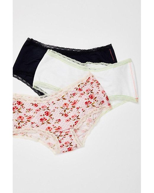 Free People Pink Care Fp Low-rise Hipster 3-pack Undies