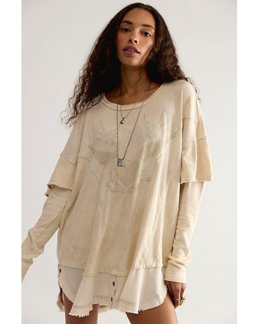 Free People Natural Vintage Romance Oversized Tee