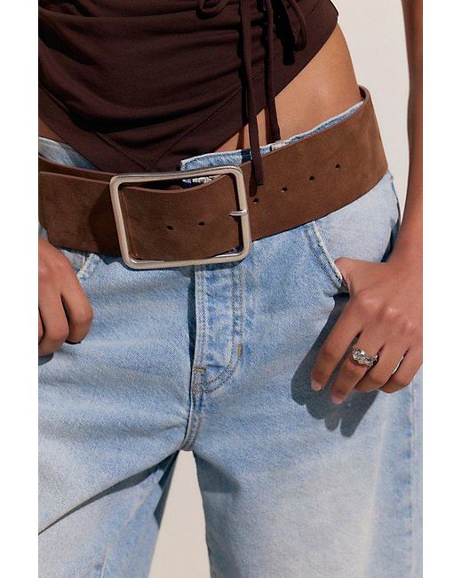 Free People Natural Suede Hex Hip Belt