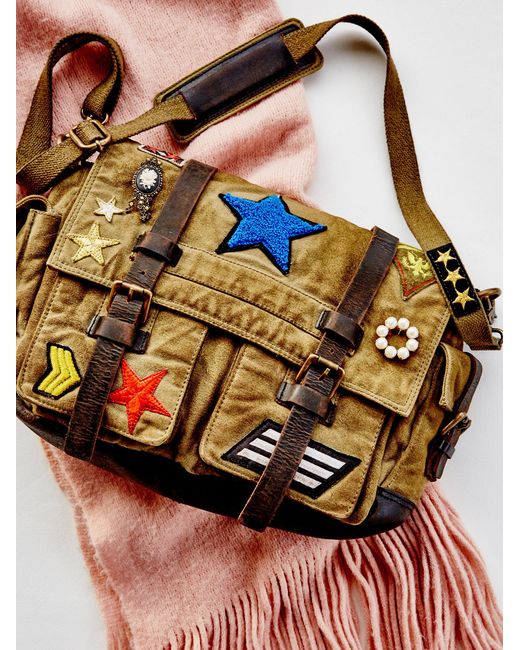 Free People Multicolor Washed Military Messenger