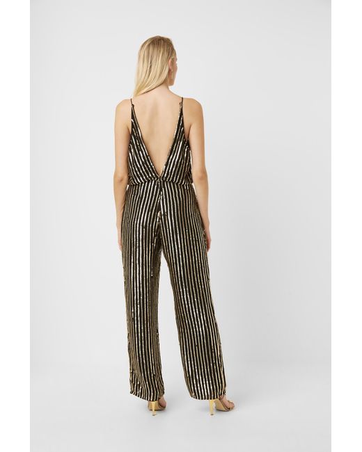 black and gold striped jumpsuit