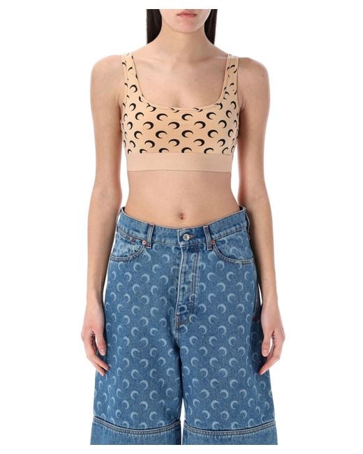 MARINE SERRE Blue Moon Crop Top