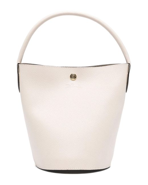 Longchamp White Épure Logo Bucket Bag