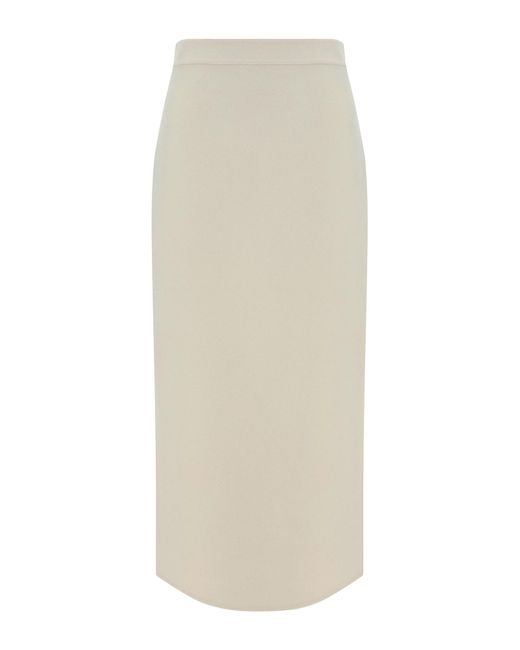 Valentino White Solid Midi Skirt