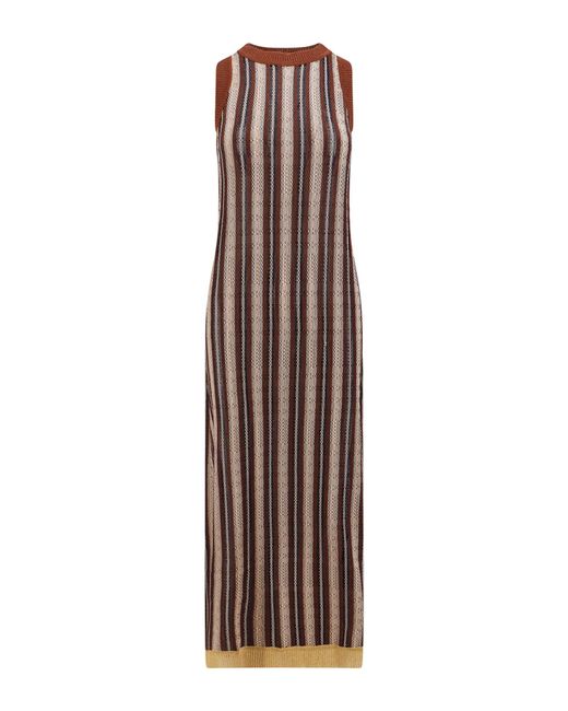 Erika Cavallini Semi Couture Brown Fedora Long Dress