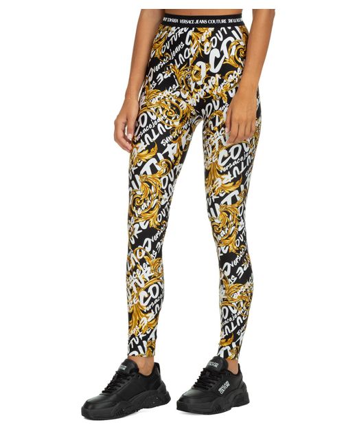 Versace Jeans Couture Logo Brush Couture Logo Brush Couture Leggings in  Black | Lyst