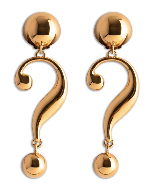 Orecchini double question mark di Moschino in Metallic