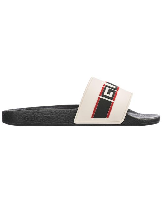 Gucci Mens Blk white Nastro Rubber Sliders 5 7 Years 1 for Men Lyst UK