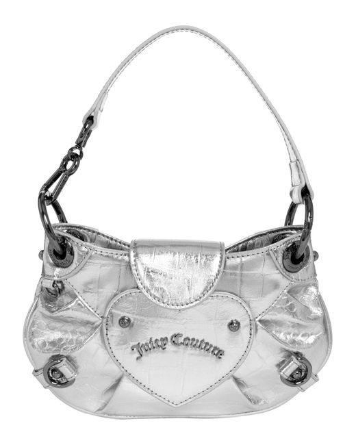 Juicy Couture Gray Love Metallic Croco Handbag