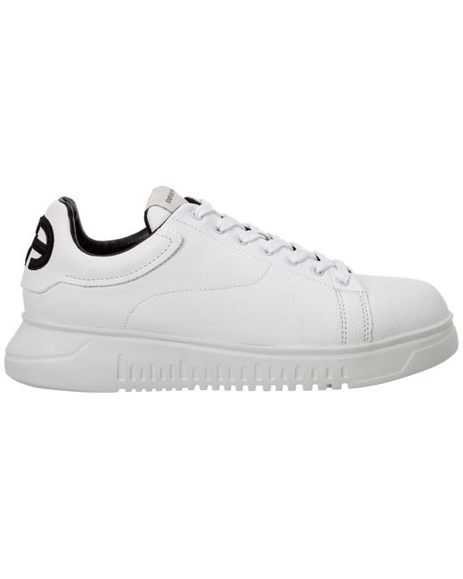 Emporio Armani Shoes Leather Trainers Sneakers in White for Men Lyst