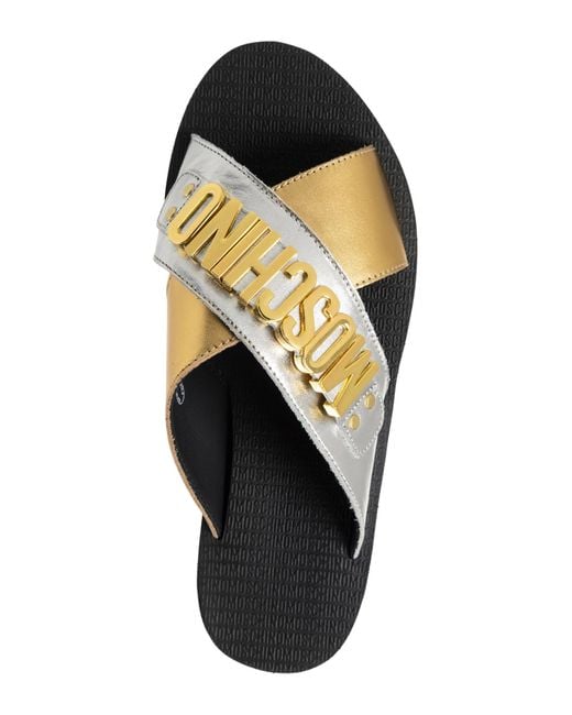 Moschino Black Lettering Logo Wedges