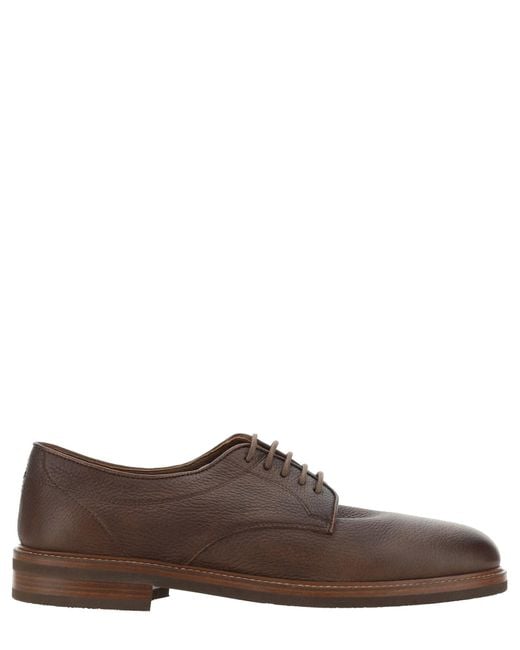 Brunello Cucinelli Brown Derby Shoes for men