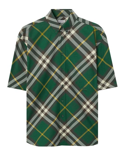 Camicia maniche corte di Burberry in Green da Uomo