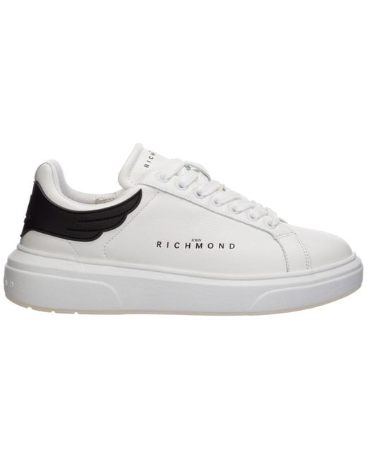 John Richmond White Men's Shoes Leather Trainers Sneakers for men