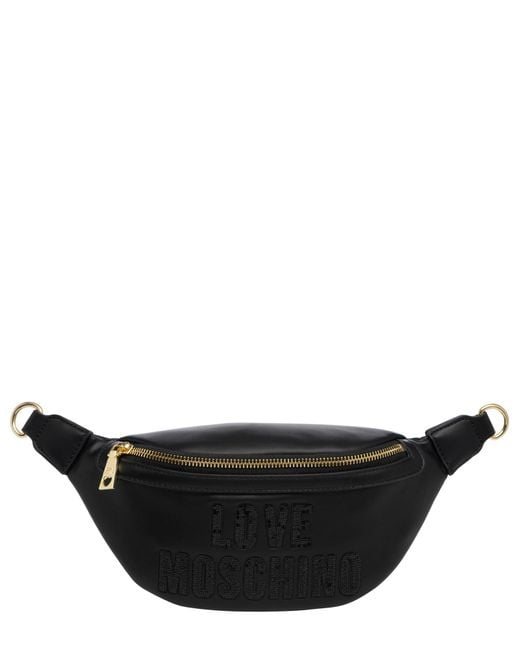 Love Moschino Black Sparkling Logo Belt Bag