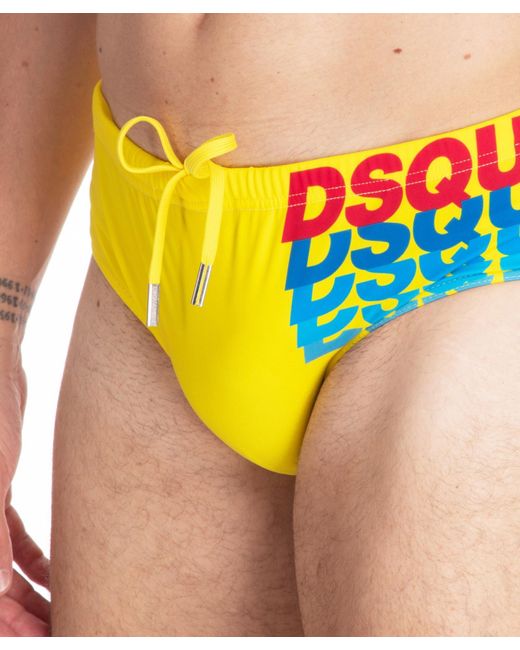 DSquared² Yellow Swim Briefs for men