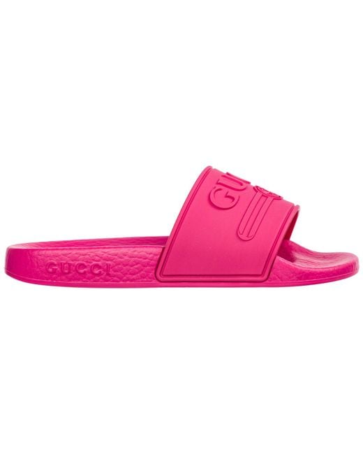 Gucci Pink Logo Rubber Slide Sandal for men