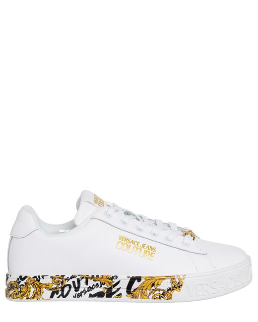 Sneakers court 88 logo brush couture di Versace Jeans in White