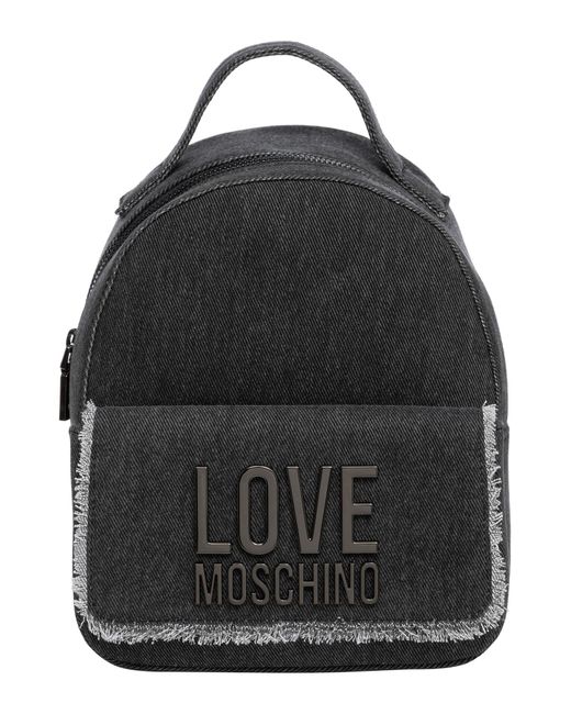 Love Moschino Black Metal Logo Backpack