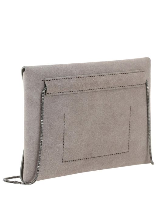 Brunello Cucinelli Gray Envelope Shoulder Bag