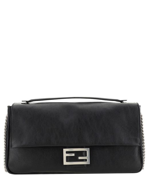 【FENDI】BAGUTTE CHAIN LARGE SHOULDER BAG Fendi Baguette Chain Large Blue Womens Shoulder Bag Fendi