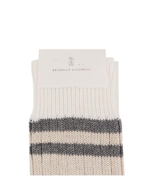 Brunello Cucinelli White Socks for men
