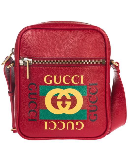 Gucci Red Print Messenger Bag for men