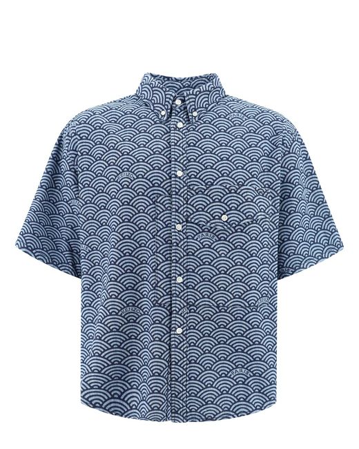 KENZO Blue Short Sleeve Shirt for men