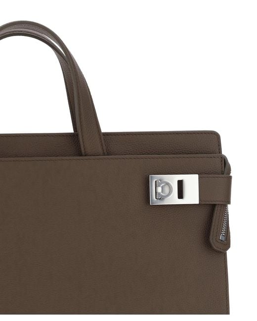 Ferragamo Brown Gancini Handbag for men
