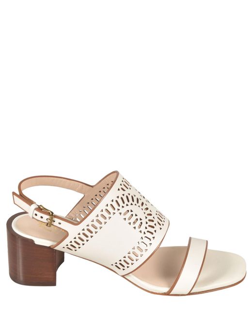 Tod's White Heeled Sandals