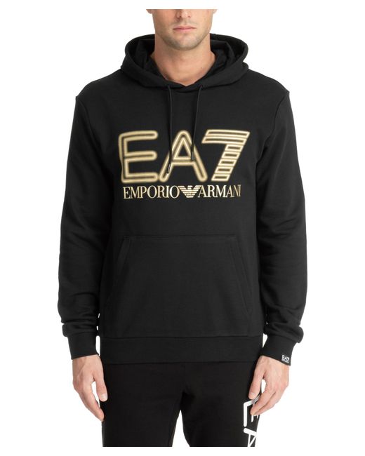 EA7 Black Hoodie for men