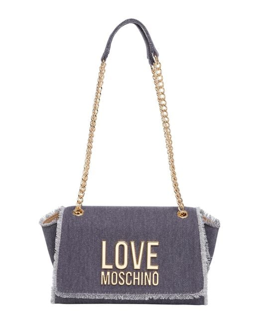 Love Moschino Gray Metal Logo Shoulder Bag