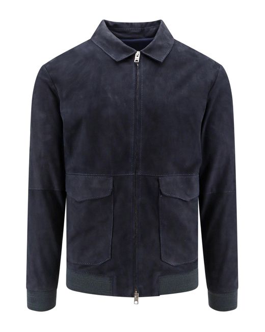 DFOUR® Blue Leather Jackets for men