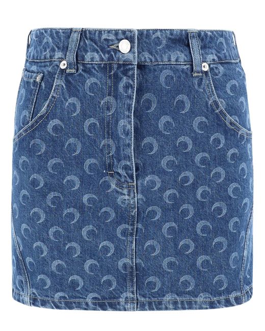 MARINE SERRE Blue Deadstock Mini Skirt