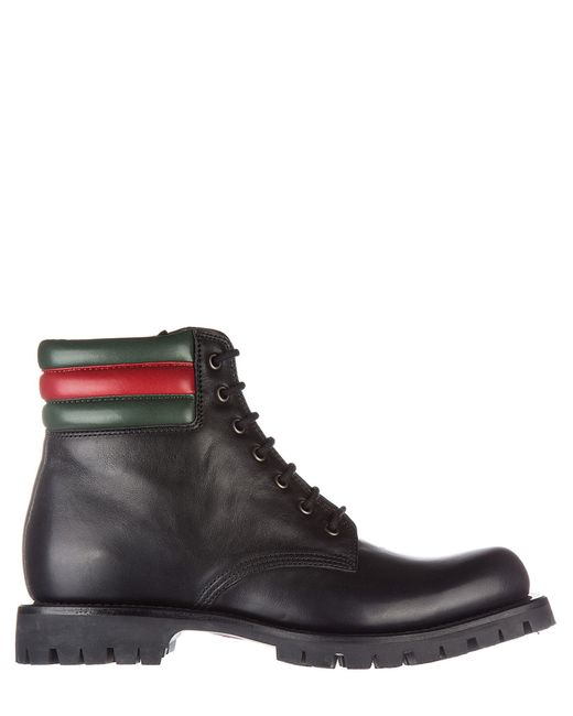 Gucci Black Web Pantoufle Ankle Boots for men