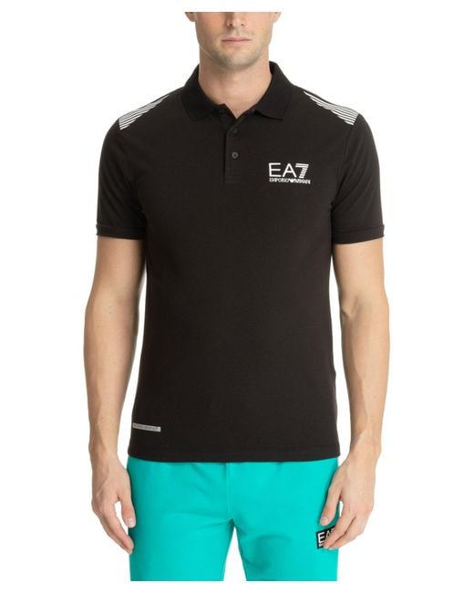 EA7 Black Natural Ventus 7 Polo Shirt for men