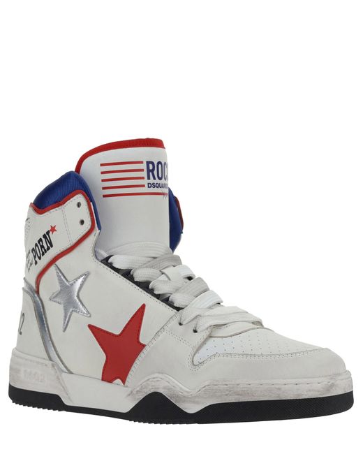 DSquared² White Rocco Spiker High-top Sneakers for men