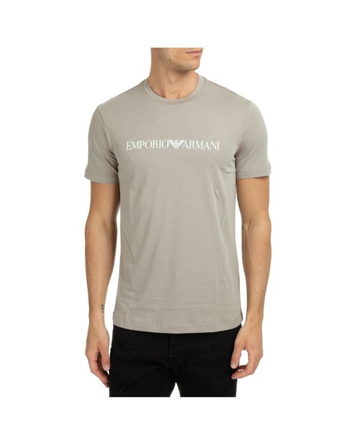 T-shirt maglia maniche corte girocollo uomoEmporio Armani in Cotone da Uomo  colore Grigio | Lyst
