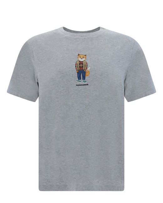 T-shirt dressed fox di Maison Kitsuné in Gray da Uomo